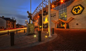 Billy Wright outside of the Molineux Stadium